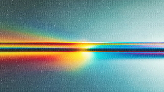 Abstract Rainbow Prism Light Refraction on Minimal Blue Background