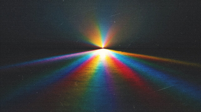 Abstract Rainbow Prism Light Refraction with Colorful Spectrum on Dark Background