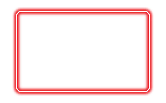 Red neon rectangle shape frame. Vivid glowing Pink border isolated on transparent background. Shine glow light electric pink neon sign Banner, Mockup, presentation, Design element, PNG