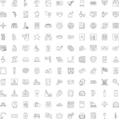 Fototapeta premium Large set of modern outline icons covering diverse concepts and objects for web, mobile and ui designminimal line art pictograms for apps, business, travel, health, finance, social and more