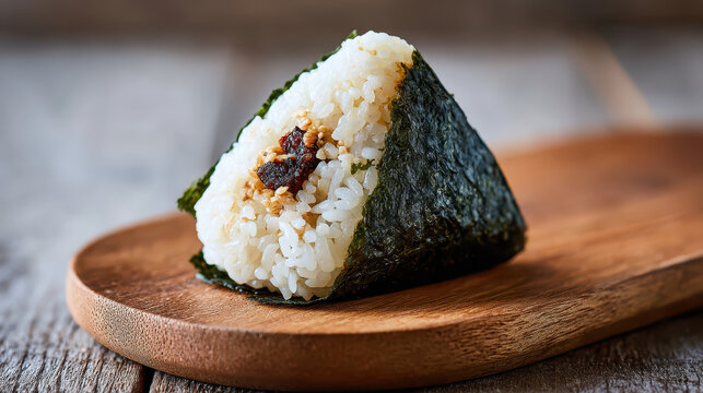 Dark Green Nori Seaweed Wrapping Triangular Onigiri