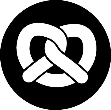 Classic Soft Pretzel Icon in Black and White.