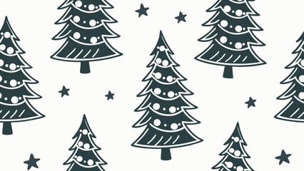 Fototapeta premium Seamless winter holiday pattern with simple doodle christmas trees and stars christmas seamless background celebration wallpaper decoration greeting