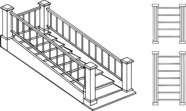 Detailed structural reinforcement steel framework for concrete stair construction diagram