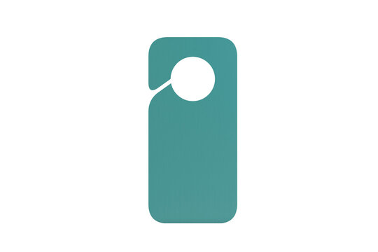 Teal door hanger mockup in modern clean style on isolated white background, concept of blank design template and copyspace. 3D Rendering