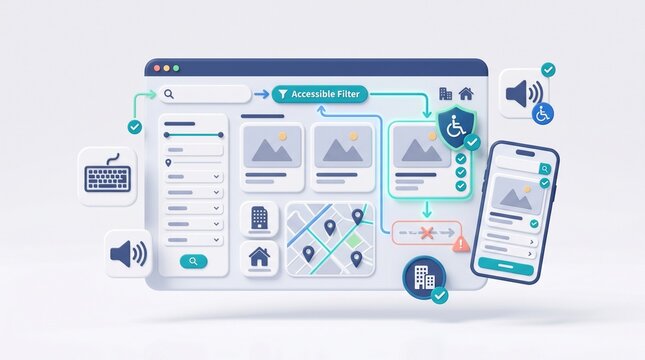 Accessible Real Estate Property Search 3D Concept