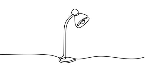 Obraz premium Continuous Line Art Desk Lamp Minimalist Vector Illustration