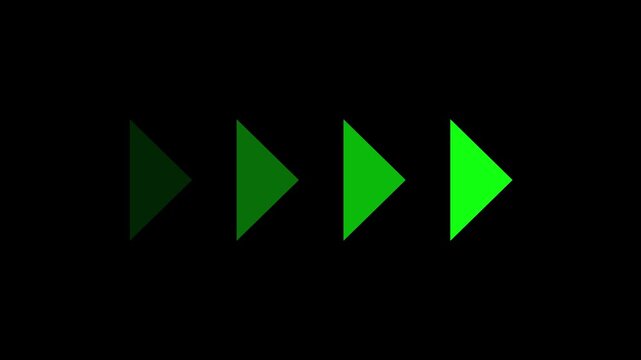 Fast forward white symbols icon symbol animation on green background. Fast forward sign moving forward