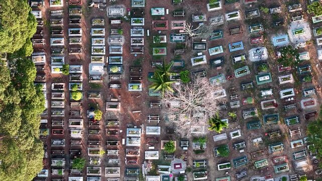Aerial Drone View Of Islamic Cemetery In Tangkak Malaysia