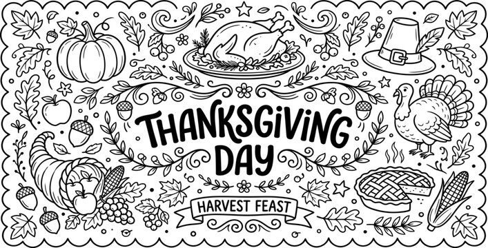 Thanksgiving day harvest feast celebration illustration