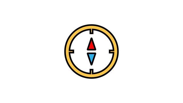 Yellow circular icon with red and blue directional needles, perfect for web navigation tools and maps design projects. Great for web design.