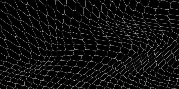 White soccer goal net pattern background on black backdrop