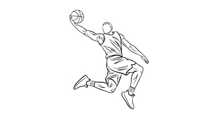 Basketball Player Dunking Slam Dunk Line Art Silhouette © Chichi
