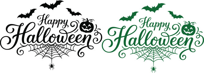 Halloween greeting graphics with bats pumpkins and spiders © NUR