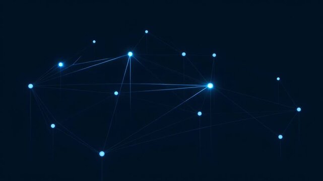 ?Dynamic particle network animation with glowing lines and points connecting in motion