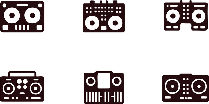 Collection of various types of boomboxes and portable music players  electronic devices