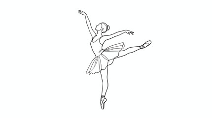 Elegant ballerina in graceful pose, line art, ballet dancer, isolated on white © rglstrm