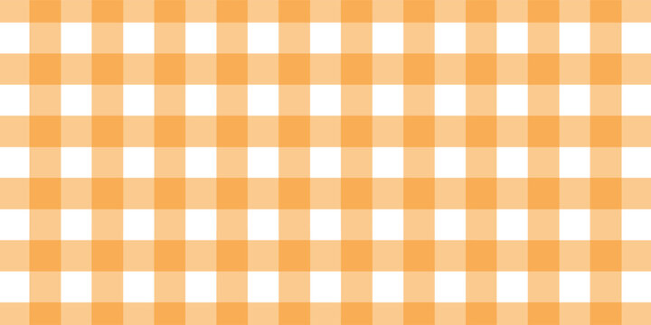 orange gingham or vichy pattern. Autumn or Thanksgiving day textile print for tabletop, picnic blanket, basket napkin, shirt or handkerchief. Cotton, linen or flannel design.