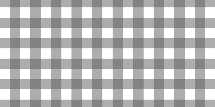 Classic gray and white gingham checkered pattern background. Seamless traditional checkered plaid texture for fabric or backdrop vector.