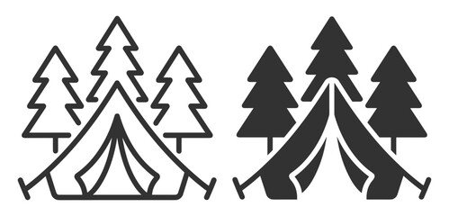 tent and pine trees camping icon set vector illustration on transparent background © Наталья Перова