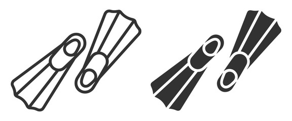 pair of snorkeling fins line and solid icon set on transparent background © Наталья Перова