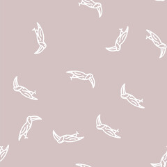 Naklejka premium hummingbird bird line seamless pattern hummingbird bird thin line illustration