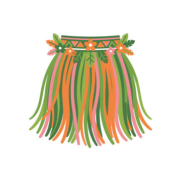 Hawaiian Hula Skirt with Flowers and Leaves, Tropical Party Outfit, Summer Celebration