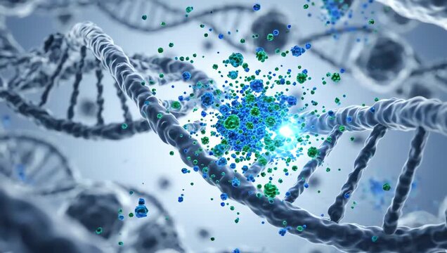 Cellular repair systems correcting damaged DNA strands inside a transparent nucleus environment
