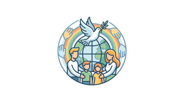 Global peace and family unity celebration with dove and globe