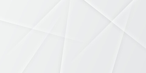Abstract white and grey background with dynamic overlapping geometric shapes and soft lines, modern minimal low poly vector backdrop for corporate presentation and banner design. © adipati design