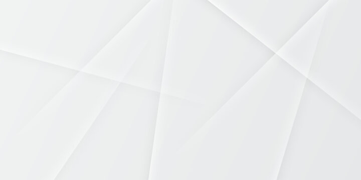 Abstract white and grey background with dynamic overlapping geometric shapes and soft lines, modern minimal low poly vector backdrop for corporate presentation and banner design.