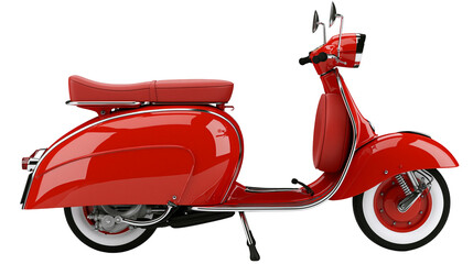 Fototapeta premium Red vintage scooter with chrome accents and white wall tires