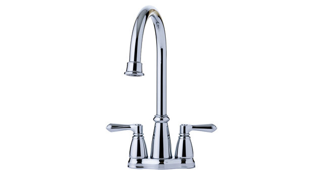Chrome two-handle faucet with high arc spout