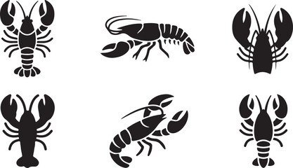 Black vector lobster and crab icons in different styles Vector © Runa