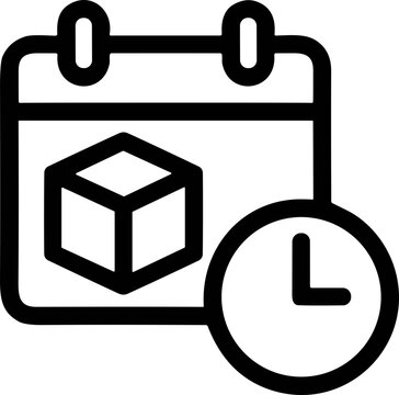 Calendar icon with box and clock, representing delivery schedule, shipping deadline, or planning.