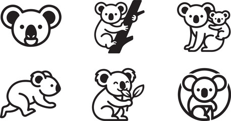 Obraz premium Cute koala illustrations in various playful poses and activities Vector
