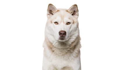 Siberian Husky dog head portrait with light fur and amber eyes © Isabel