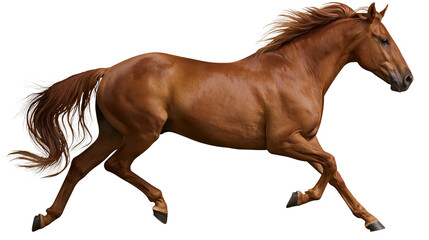 Brown horse galloping with mane flowing © Michal