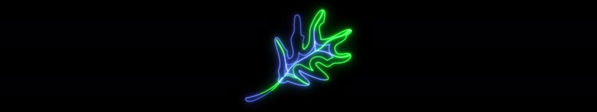Ultrawide Glowing Neon Coral Reef Icon Animation on Black Background | Futuristic Marine Symbol