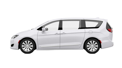 Fototapeta premium White minivan passenger car side view