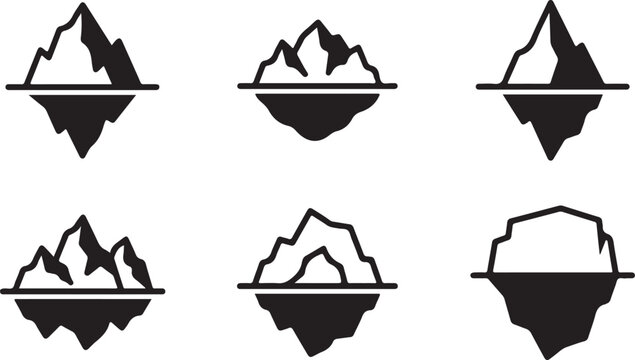 Iceberg floating in the ocean with mountain peaks Vector