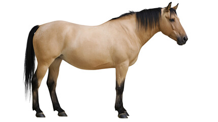Buckskin horse with black mane and tail standing © Michal