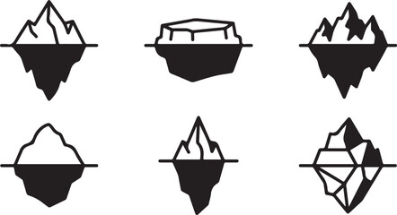 Iceberg and ice island flat design icons set Vector © Runa