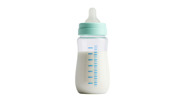 Baby bottle with milk and measurement markings