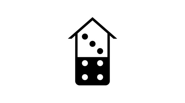 Creative domino house logo with dice dots.
