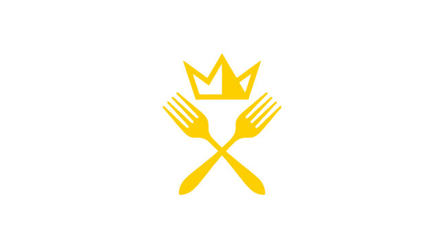 Crossed forks with crown logo in yellow gold.