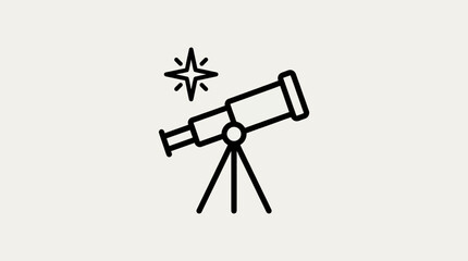 Telescope Astronomy Line Icon Vector © Bima