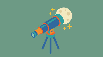 Telescope Astronomy Isometric Icon Vector © Bima