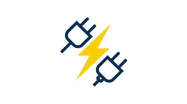 Electric power plugs with lightning bolt logo.