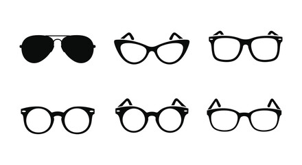 Assorted Eyeglasses Frames In Black And White Silhouette © Morsheda